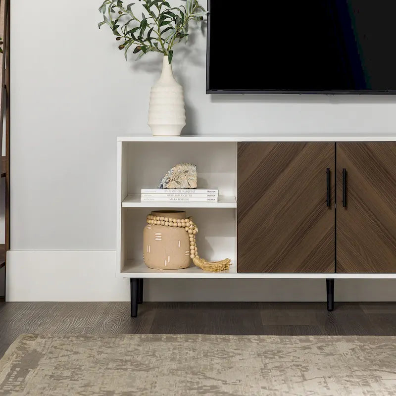 Meuble TV moderne effet livre ouvert de 58 pouces