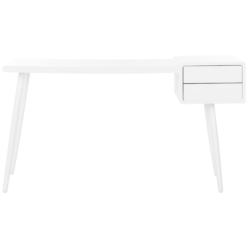 Bureau blanc à deux tiroirs (style milieu du siècle)