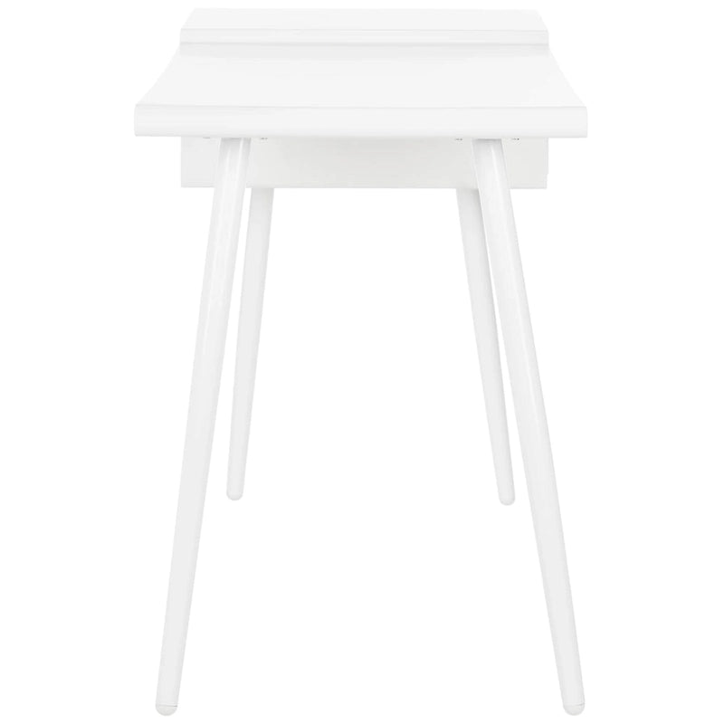 Bureau blanc à deux tiroirs (style milieu du siècle)