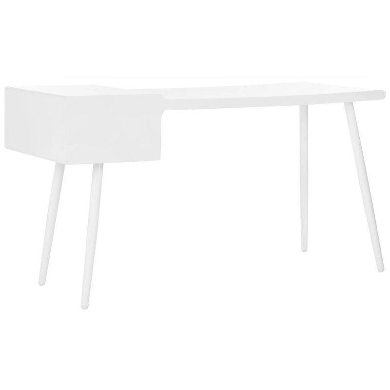 Bureau blanc à deux tiroirs (style milieu du siècle)