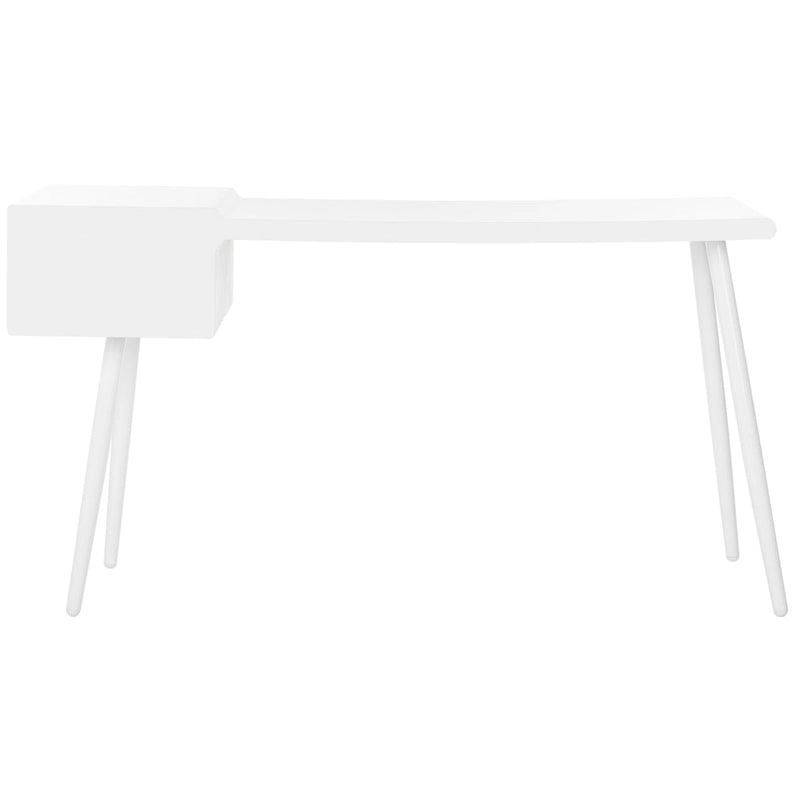 Bureau blanc à deux tiroirs (style milieu du siècle)