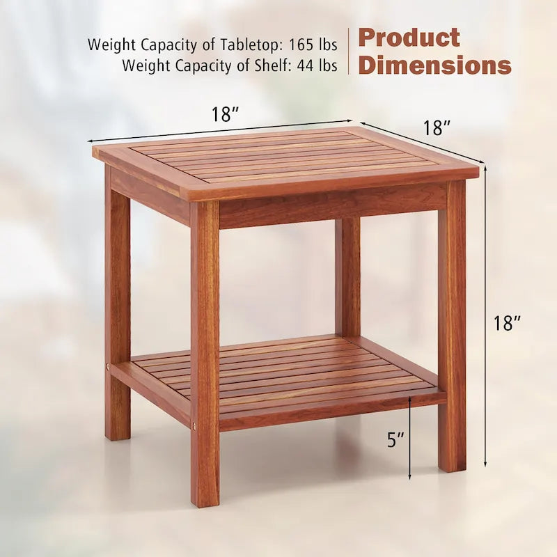 Table d'appoint de patio carrée à deux niveaux pour l'extérieur (ensemble de 2 pièces)