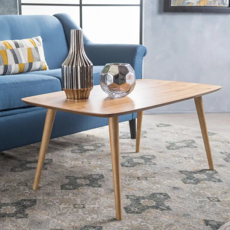 Table basse rectangulaire en bois style milieu du siècle — 39,50 po L x 23,70 po l x 18,25 po H