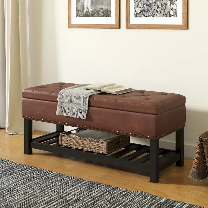 Banc ottoman rectangulaire de 43 po de large - 43 L x 17 P x 19 H