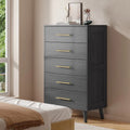 Commode de chambre à 5 tiroirs, haute avec poignées métalliques