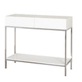 Console blanche et chrome en métal brillant
