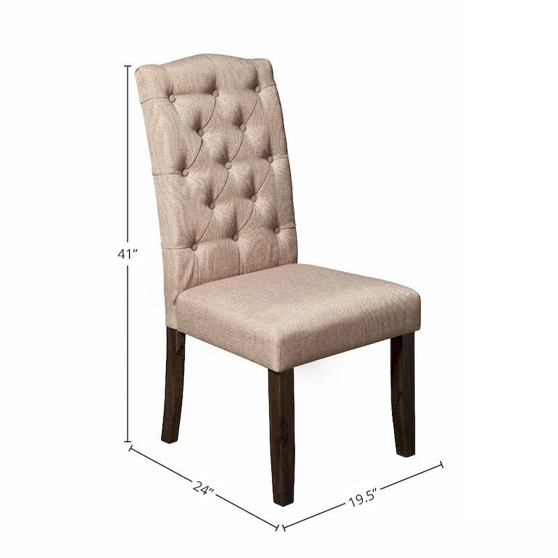 Chaises de salle à manger capitonnées (ensemble de 2) – Gris vieilli – 19,5 po L x 24 po P x 41 po H