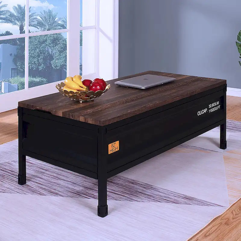 Table basse relevable en acier noir style industriel 47 pouces