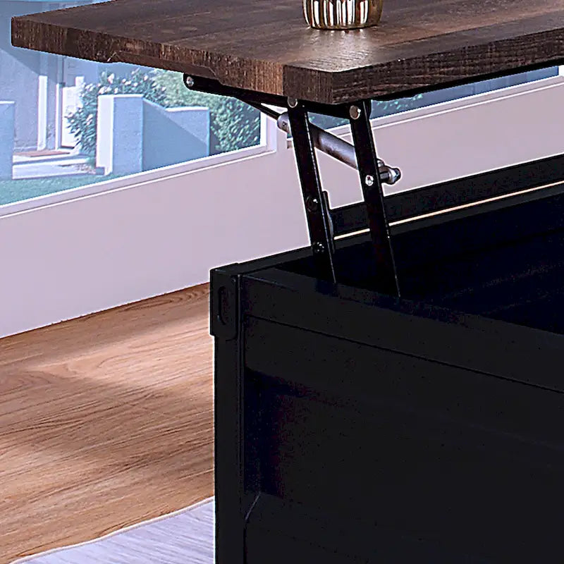 Table basse relevable en acier noir style industriel 47 pouces