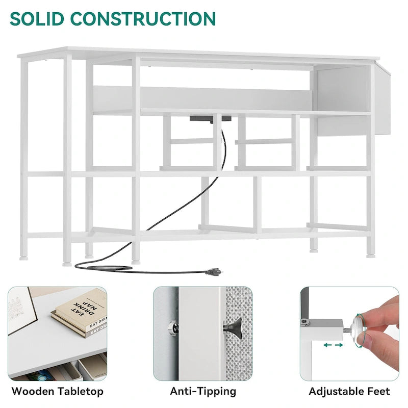 Commode en tissu à 9 tiroirs de 50 W, meuble multimédia, meuble TV avec prises et éclairage RVB