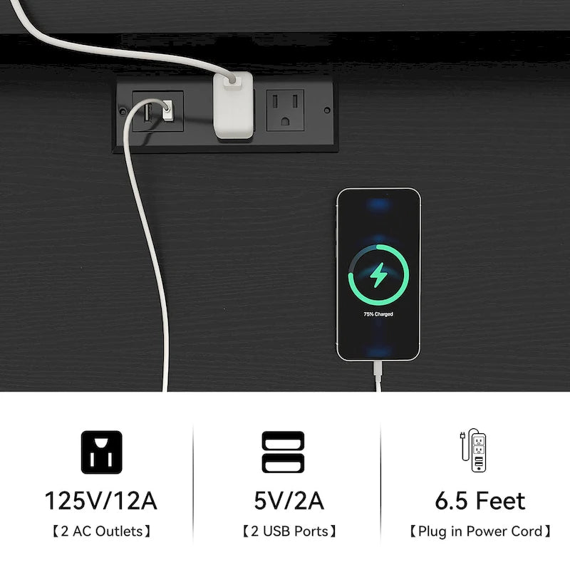 Commode en tissu à 9 tiroirs de 50 W, meuble multimédia, meuble TV avec prises et éclairage RVB