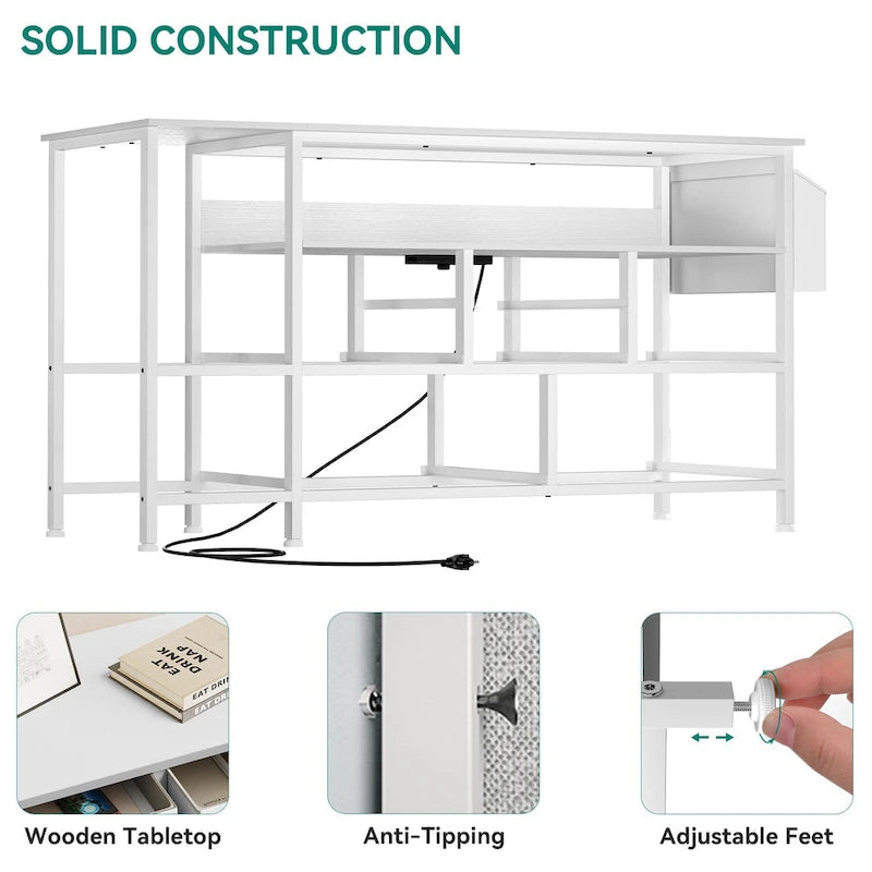 Commode en tissu à 9 tiroirs de 50 W, meuble multimédia, meuble TV avec prises et éclairage RVB