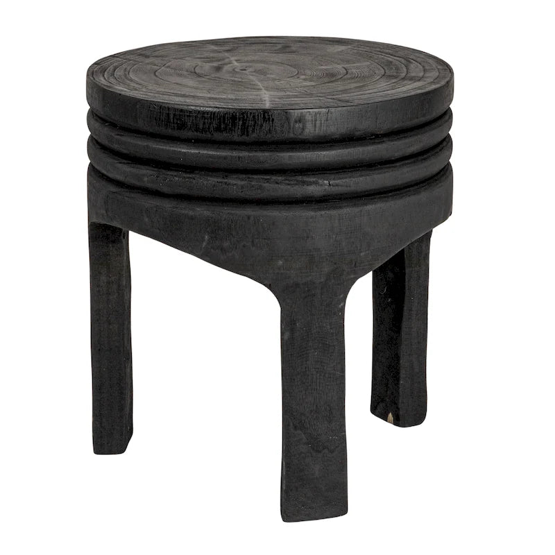 Tabouret en bois de paulownia naturel sculpté