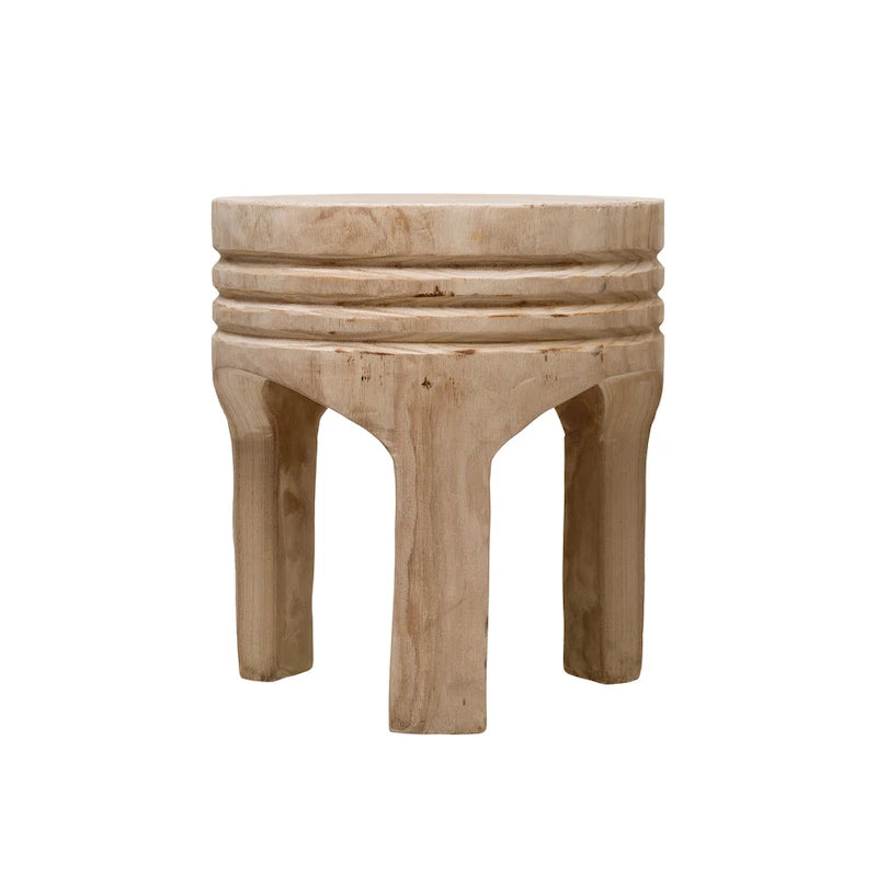 Paulownia Wood Carved Stool