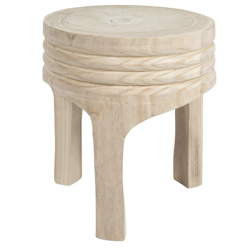 Tabouret en bois de paulownia naturel sculpté