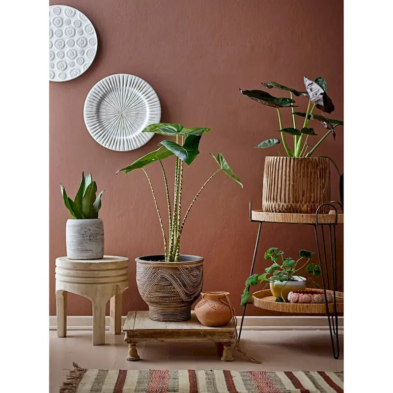 Tabouret en bois de paulownia naturel sculpté