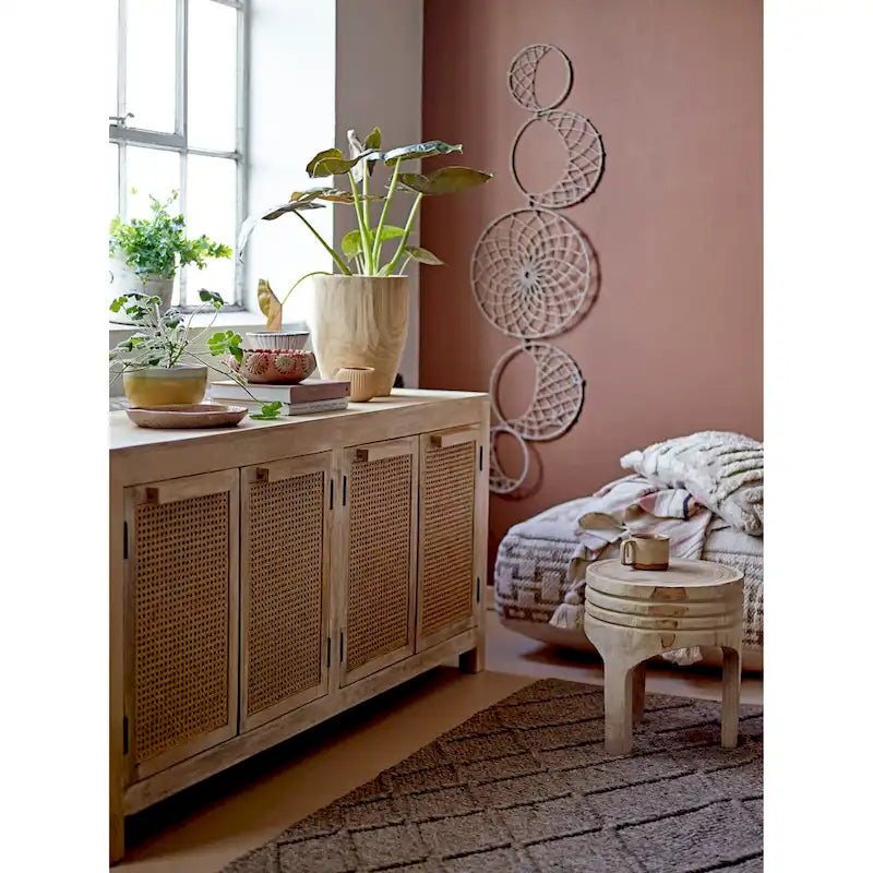 Tabouret en bois de paulownia naturel sculpté