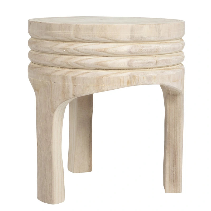 Tabouret en bois de paulownia naturel sculpté