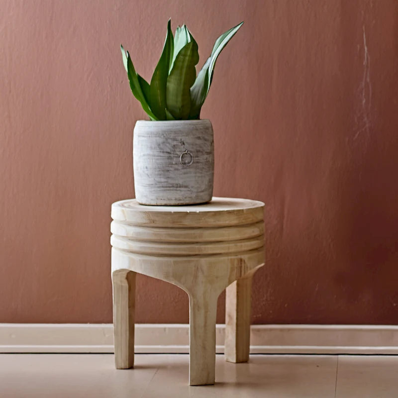 Tabouret en bois de paulownia naturel sculpté