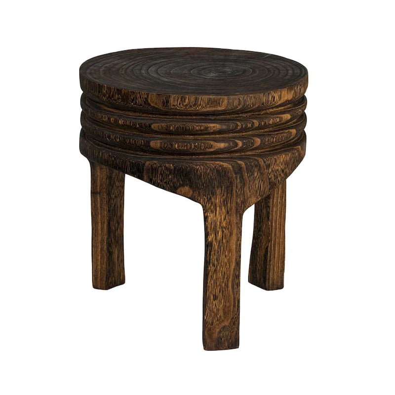 Tabouret en bois de paulownia naturel sculpté