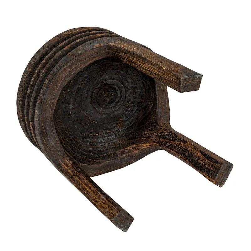 Tabouret en bois de paulownia naturel sculpté