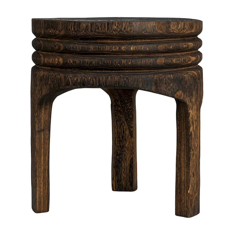 Tabouret en bois de paulownia naturel sculpté