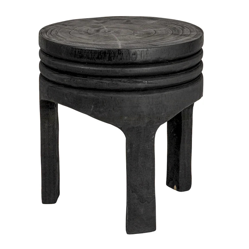 Tabouret en bois de paulownia naturel sculpté