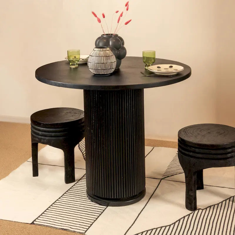 Tabouret en bois de paulownia naturel sculpté