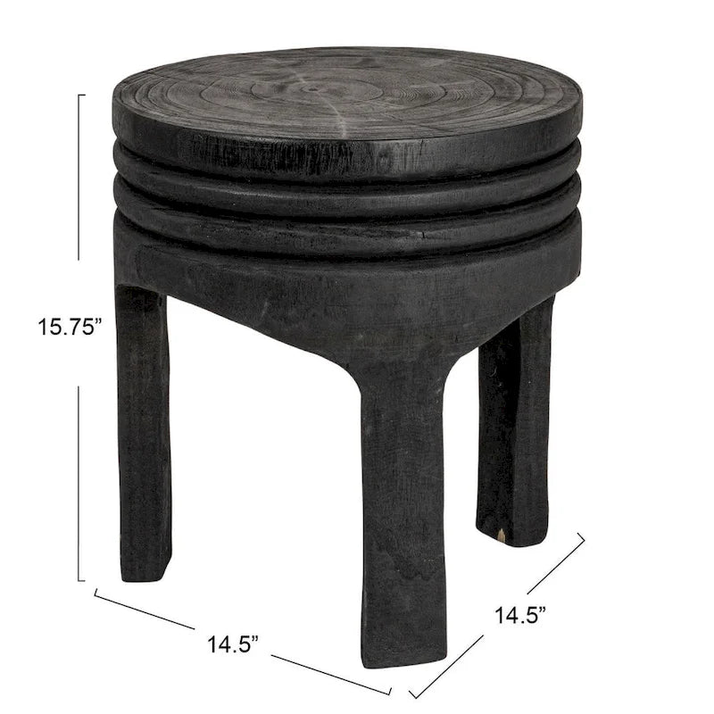 Tabouret en bois de paulownia naturel sculpté
