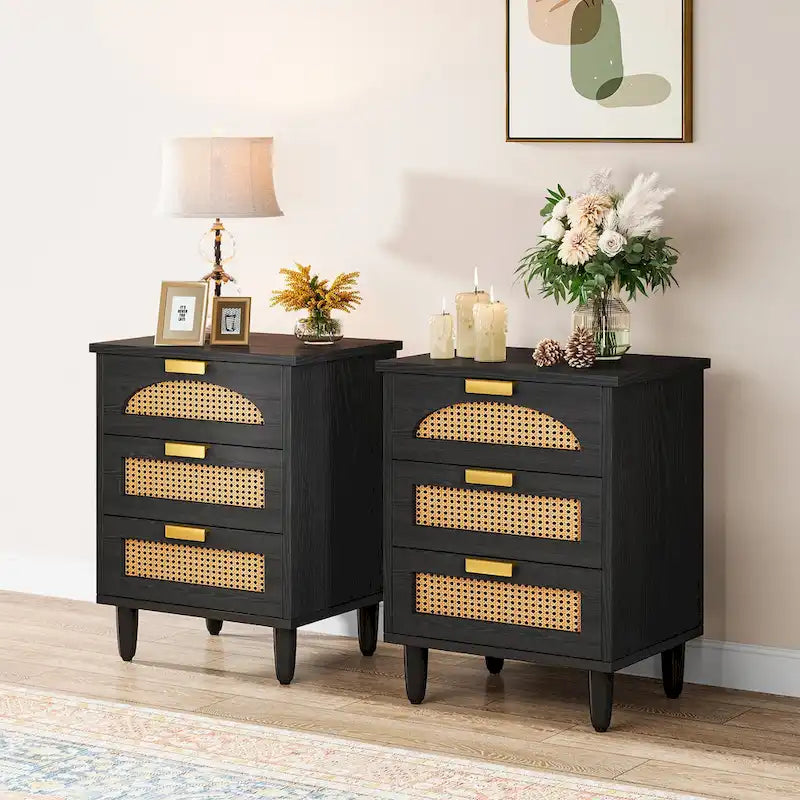 Table de chevet 20 pouces, commode de rangement en bois à 3 tiroirs pour chambre à coucher