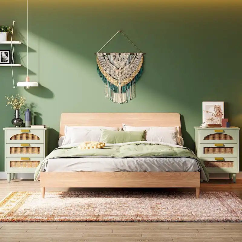Table de chevet 20 pouces, commode de rangement en bois à 3 tiroirs pour chambre à coucher