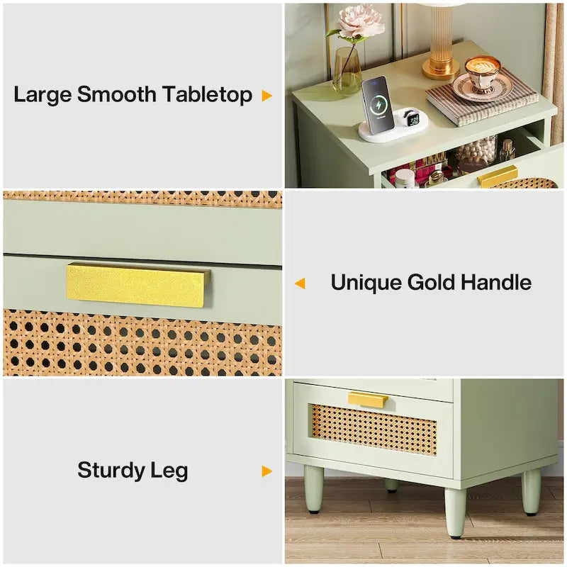 Table de chevet 20 pouces, commode de rangement en bois à 3 tiroirs pour chambre à coucher