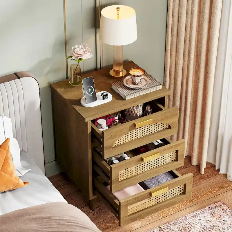 Table de chevet 20 pouces, commode de rangement en bois à 3 tiroirs pour chambre à coucher