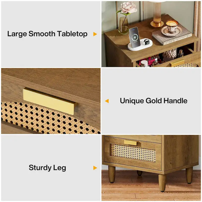 Table de chevet 20 pouces, commode de rangement en bois à 3 tiroirs pour chambre à coucher